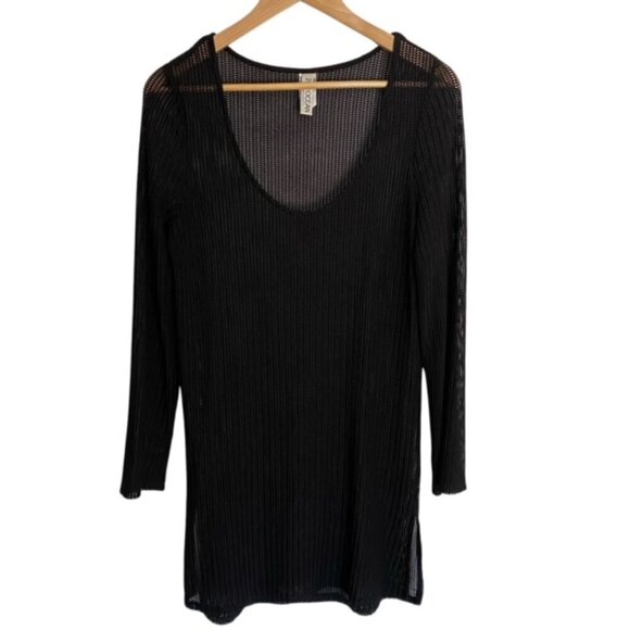 24th & Ocean Black Mesh Beach Coverup Medium - Picture 1 of 3